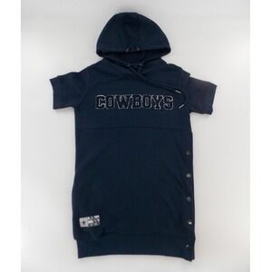 NFL Dallas Cowboys Hooded Dress Kids Navy Blue Excellent Short Sleeve Side Snap
